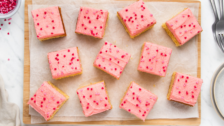 cake sliced into squares 