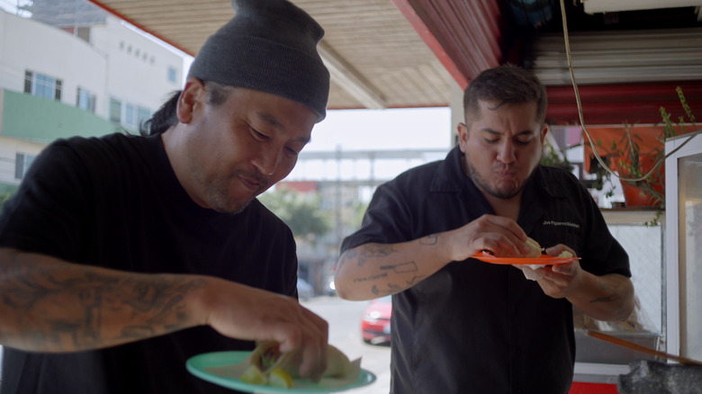 Roy Choi filming in Tijuana