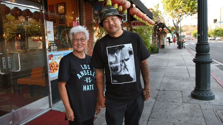 Roy Choi and Dr. Gay Yuen posing outside