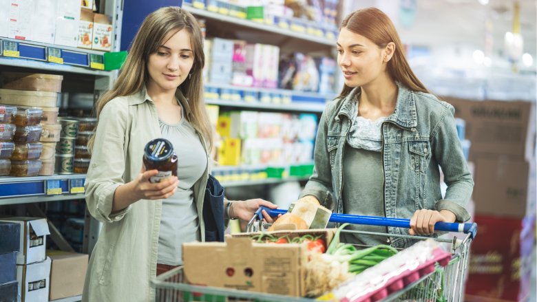 grocery shopping with a cart