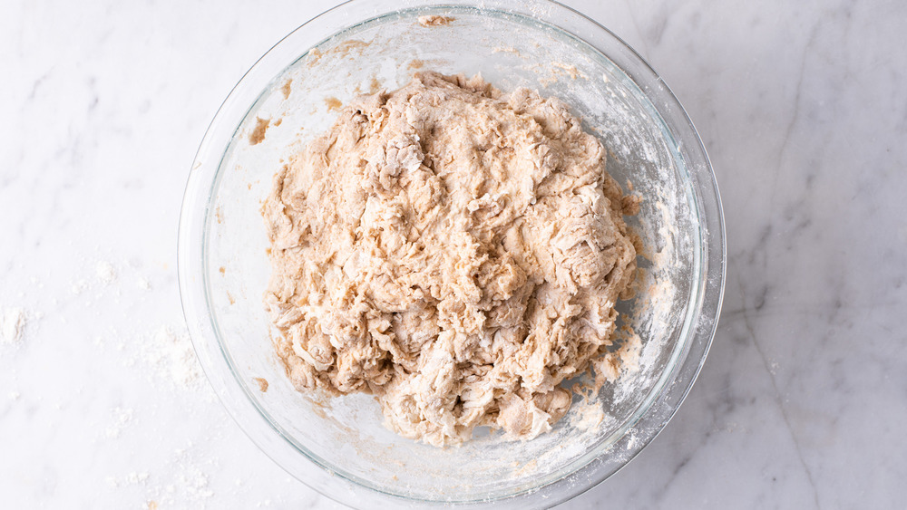 Shaggy dough in a glass bowl