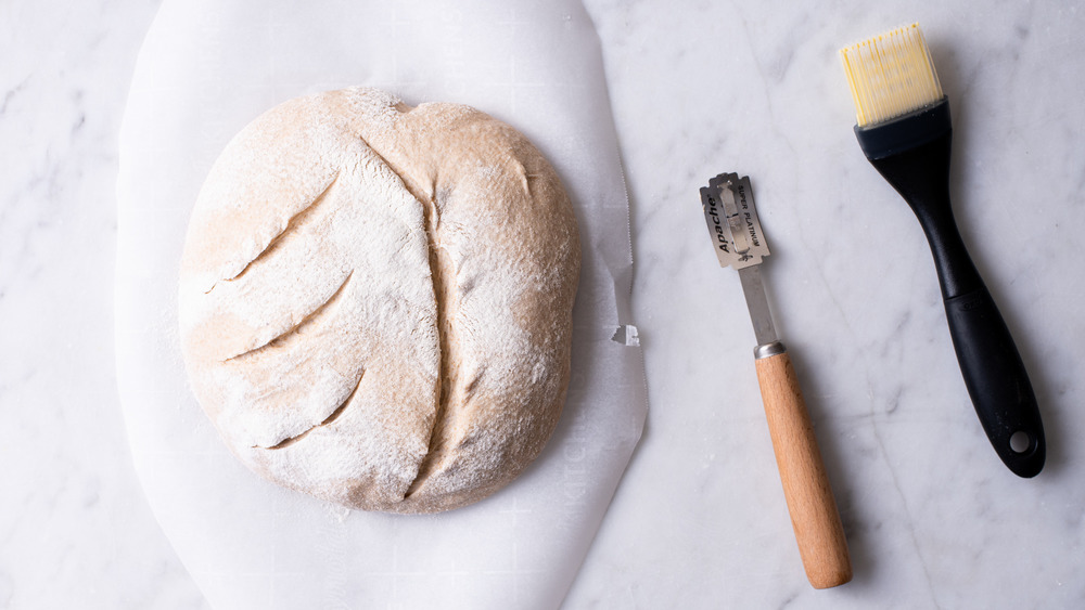 Scored sourdough loaf