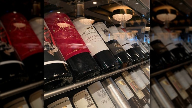 wine bottles on display