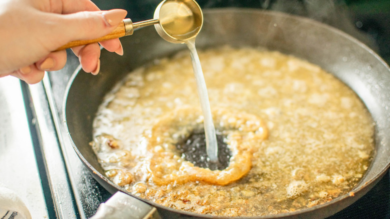 lemon dill sauce in skillet