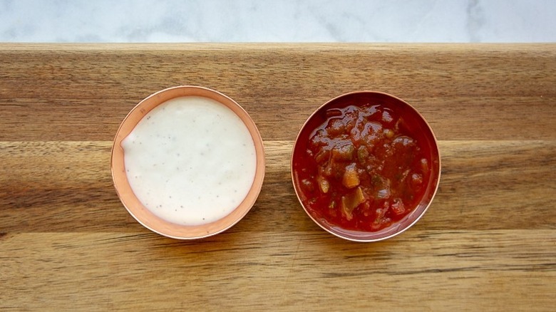 salsa and ranch dressing