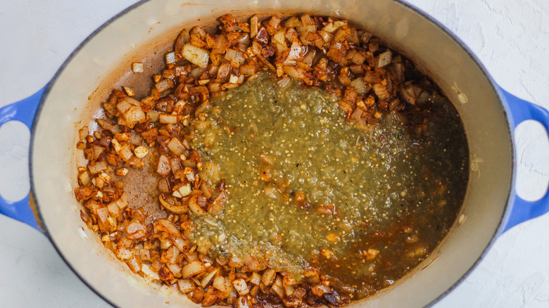 soup and salsa in pot