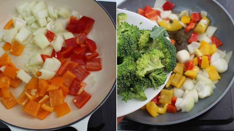 stir-frying veggies