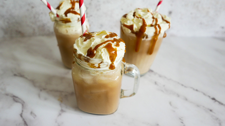 three salted caramel coffees