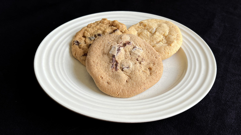 three cookies on plate