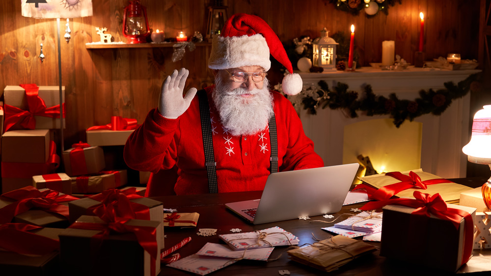 Santa Claus on video call