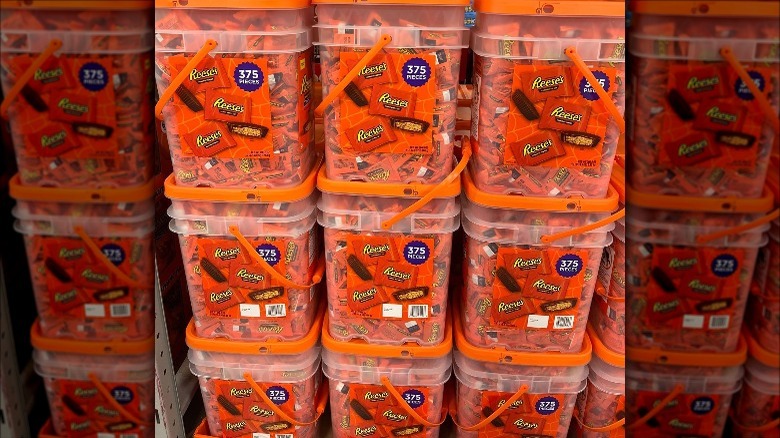 reeses bulk containers stacked on top of each other