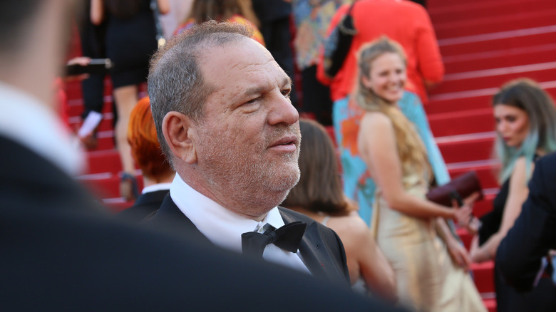 Harvey Weinstein looks out into the distance