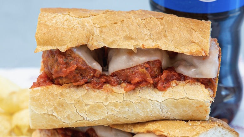 Meatball sub up close