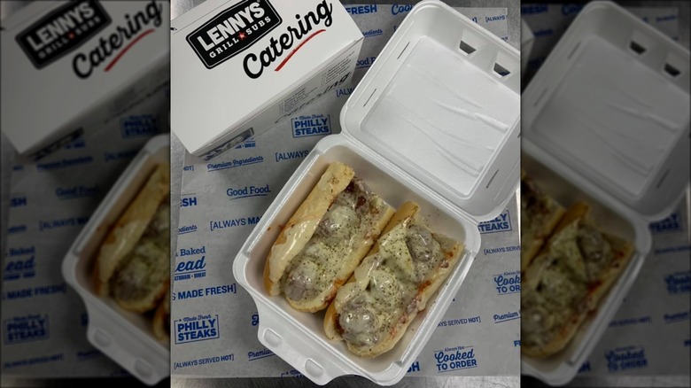 Sliced meatball sub in box