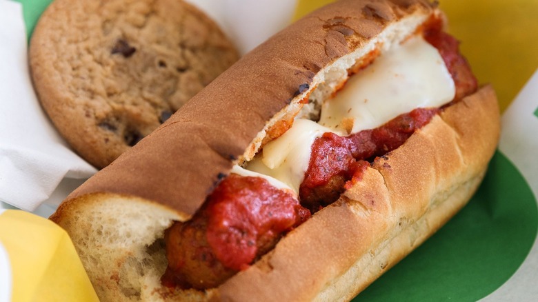 Meatball sub with cookie