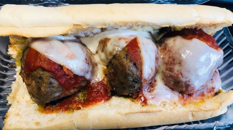 Close-up of meatball sub