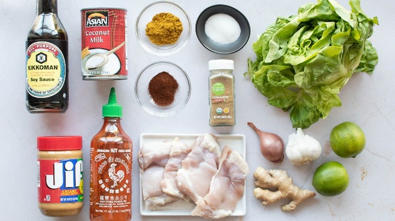 ingredients for chicken lettuce wraps on a table