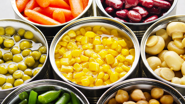 assortment of canned vegetables