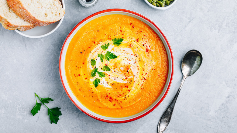 Pureed soup in bowl