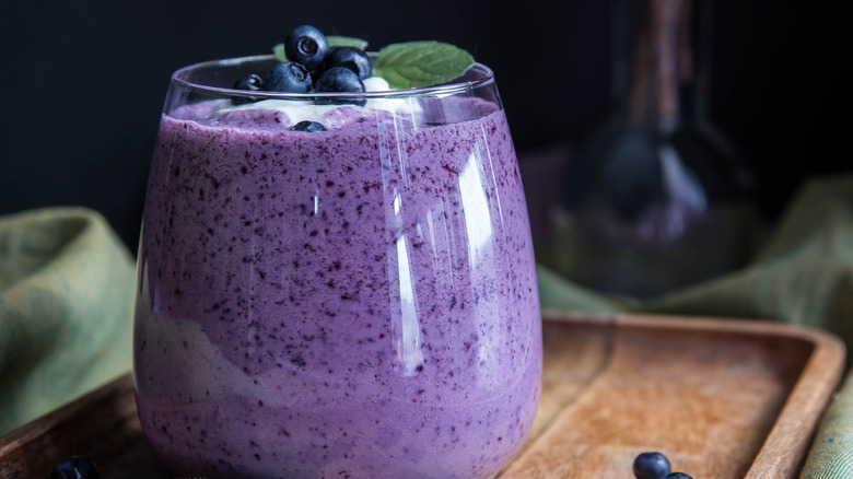 blueberry smoothie in cup