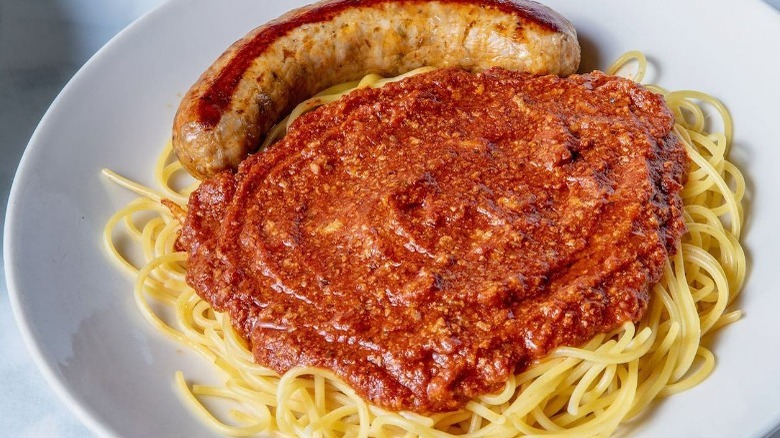 Italian dish with meat sauce