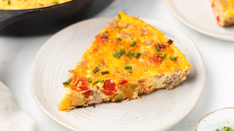 slice of frittata on plate