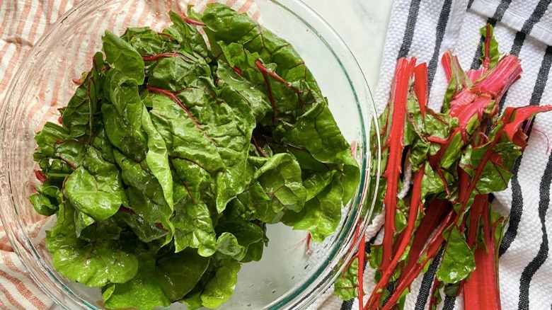 swiss chard leaves and stems