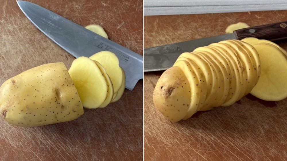 slice potatoes for scalloped potatoes