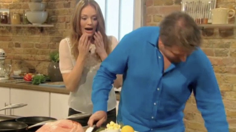 Laura Haddock gasps in fear on Saturday Kitchen set