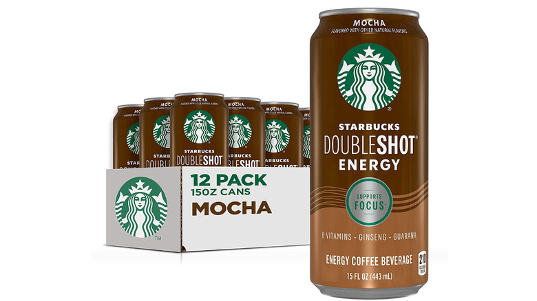 Case of cans of Starbucks coffee drinks.