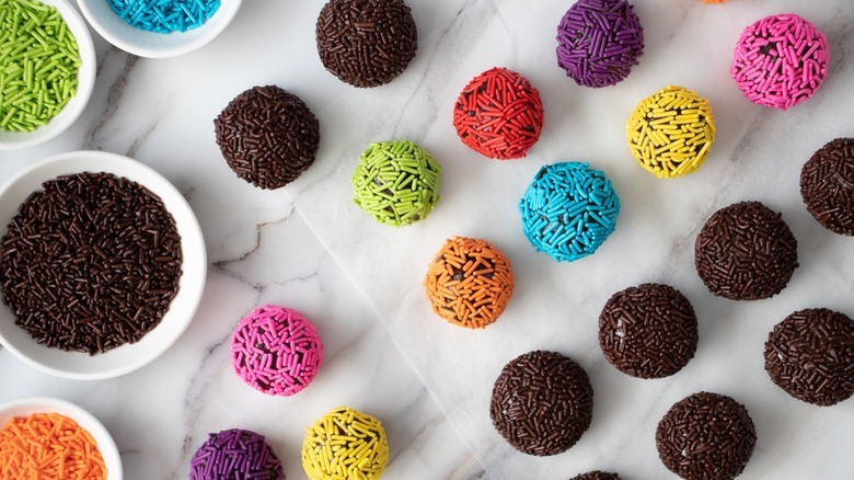 brigadeiros with colored sprinkles