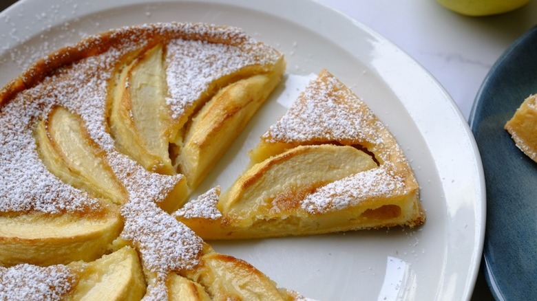 apple tart on white plate