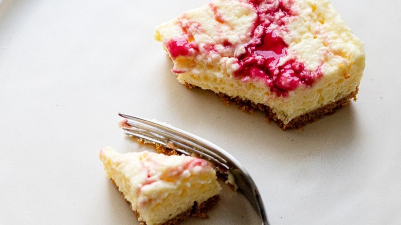 cheesecake bar with berry swirl