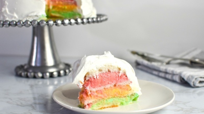 sherbet cake on white plate