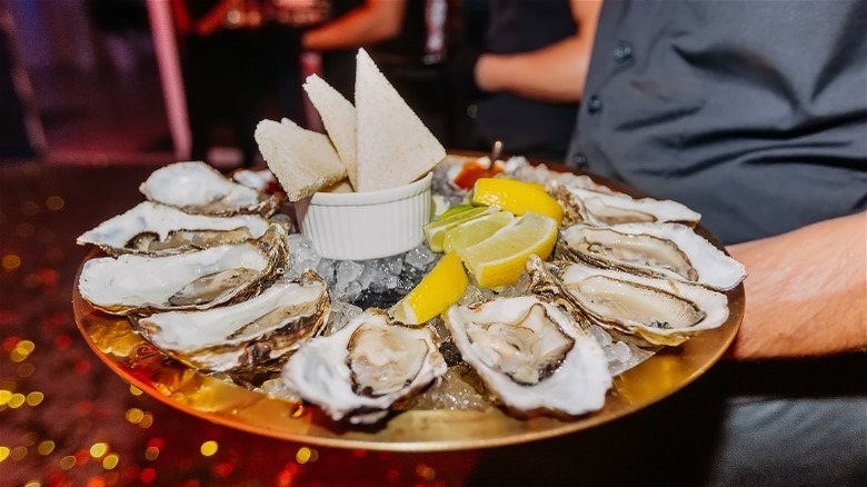 oysters being served on platter