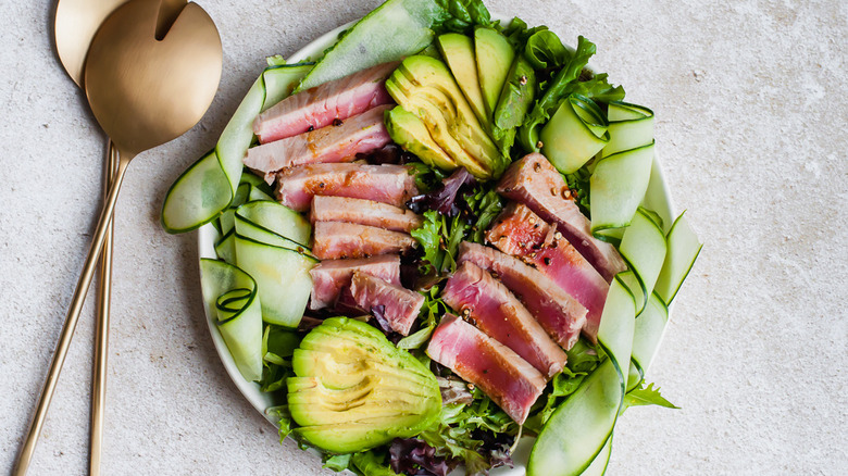 salad with utensils