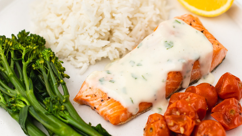 seared trout with creamy sauce