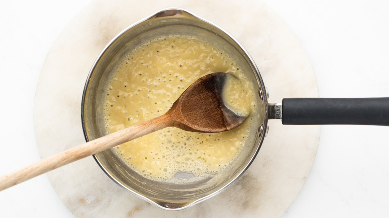 butter and flour mixture in saucepan