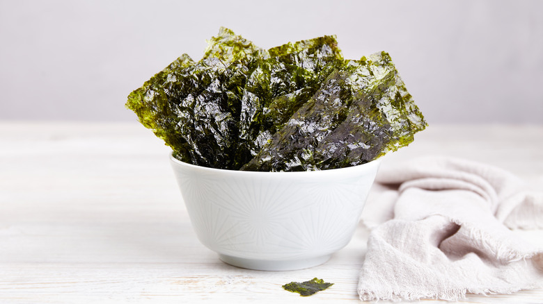 Bowl of dried seaweed