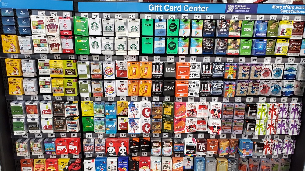 Massive Sam's Club gift card display