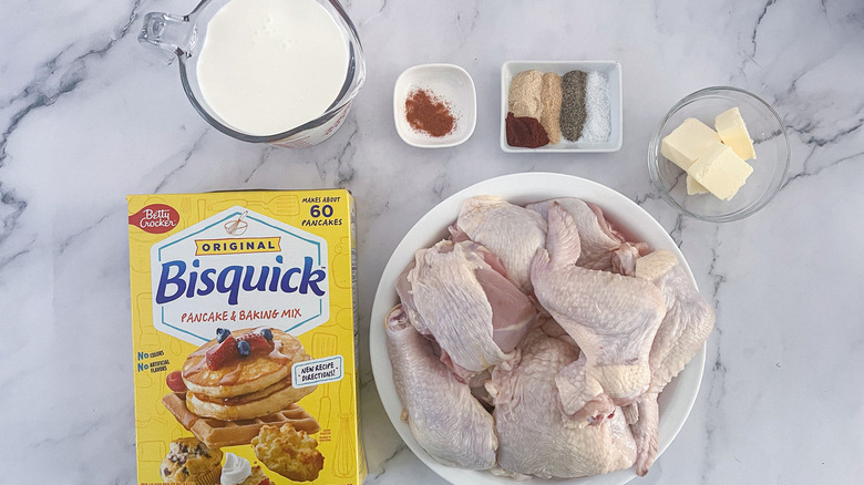 ingredients for baked Bisquick fried chicken