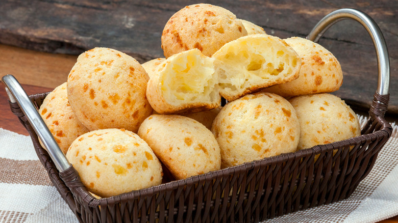 Brazilian cheese breads in basket