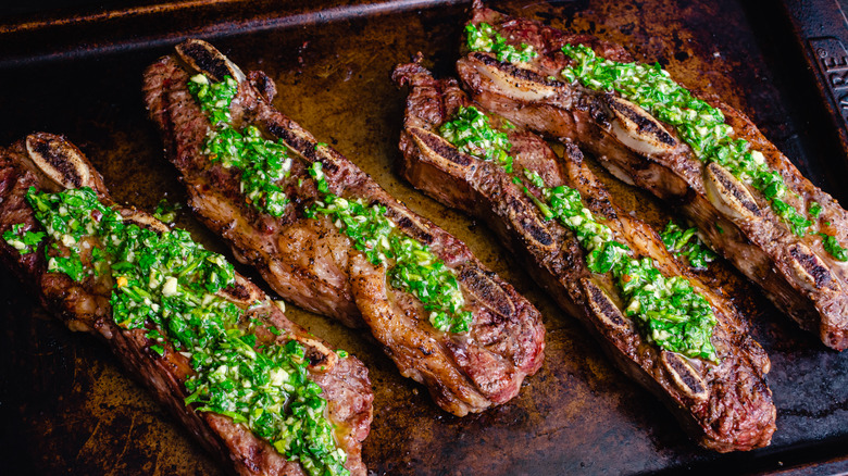 Grilled steak with chimichurri