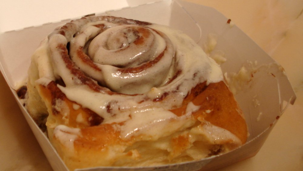 close-up of Cinnabon roll