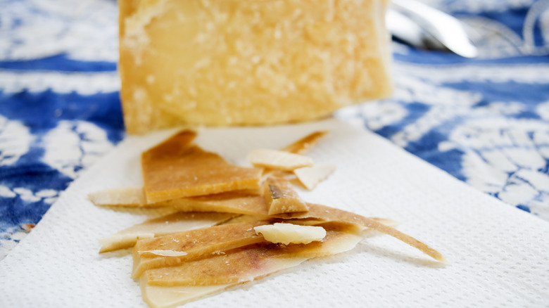 parmesan rind on towel