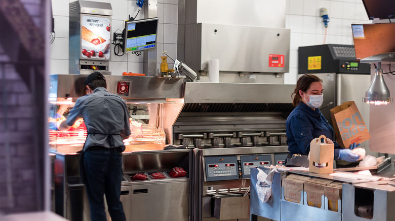 McDonald's kitchen with staff