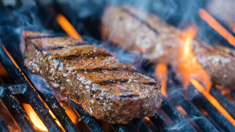 Steaks on grill