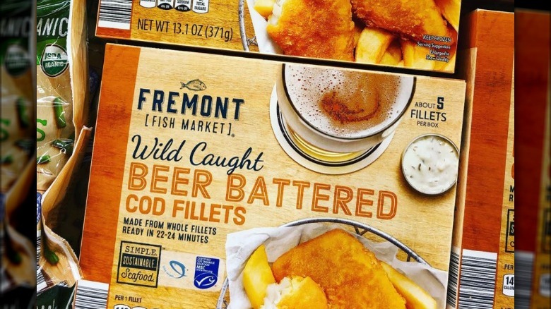 Boxes of cod fillets at Aldi