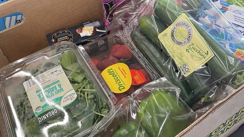 box of cheap aldi produce