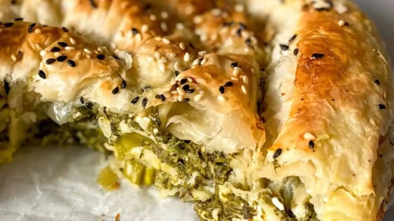 Trader Joe's spanakopita with Everything But the Bagel seasoning